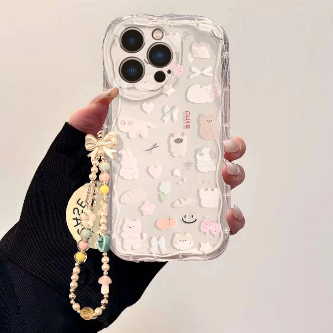Cute Cat Bow Wrist Chain Case  - Cute Cartoon Wrist Strap Silicone Case ulasan dan harga