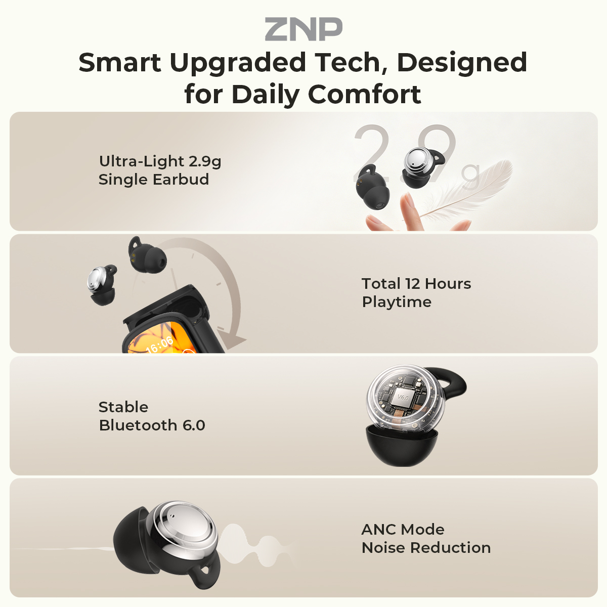 ZNP P04 Sleeping Aid Earbuds A - Earphones ulasan dan harga