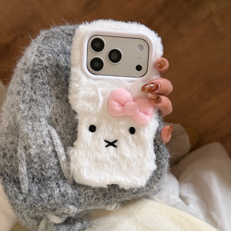 Cute cartoon White Fluffy fur  - Cute Cartoon Wrist Strap Silicone Case ulasan dan harga