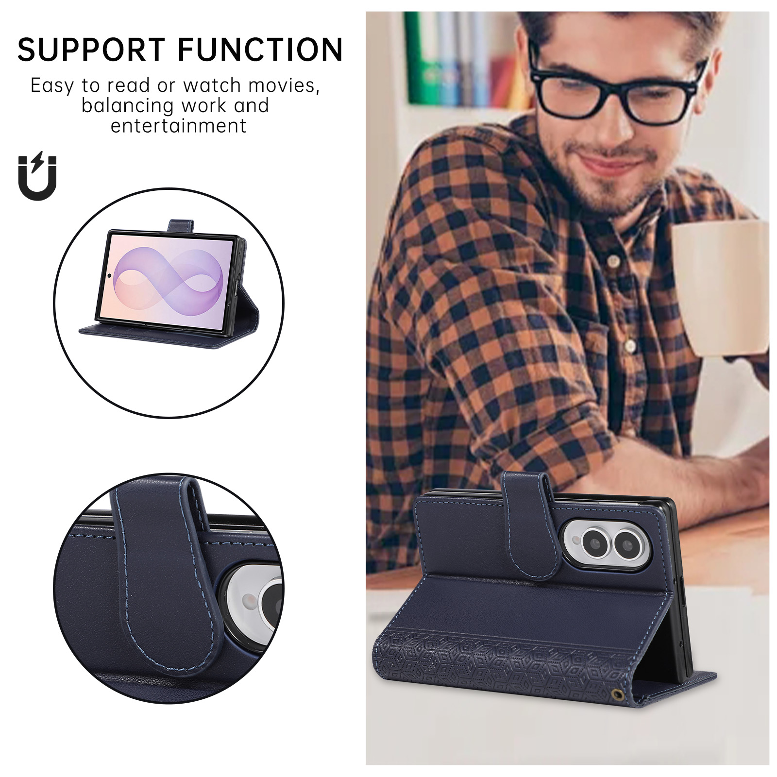 Business Luxury Leather Wallet - Leather Wallet Card Holder Phone Cover ulasan dan harga