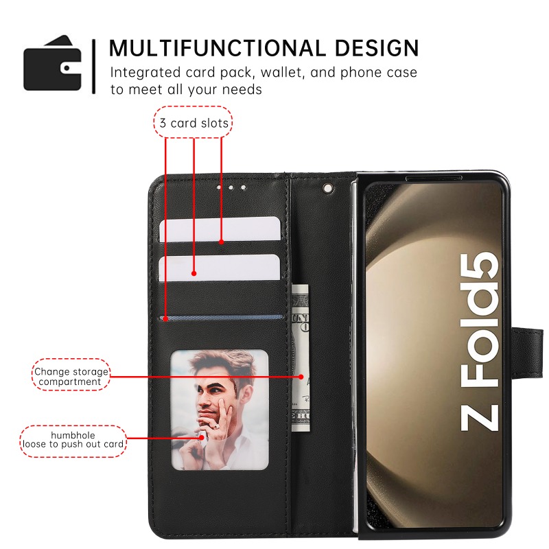 Leather Flip Phone Case for Sa - Leather Wallet Card Holder Phone Cover ulasan dan harga