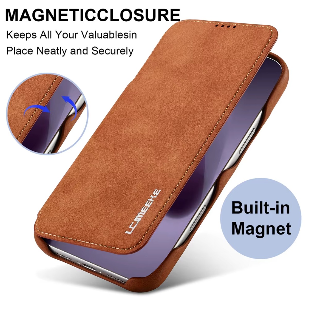 Leather Wallet Magnetic Flip C - Leather Wallet Card Holder Phone Cover ulasan dan harga