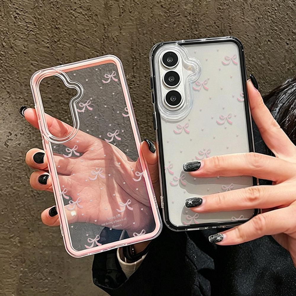 Cute Pink Bow Soft Phone Case  - Clear Shockproof Bumper Case ulasan dan harga