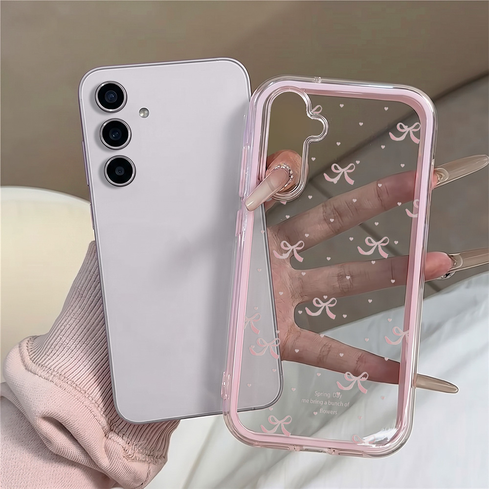 Cute Pink Bow Soft Phone Case  - Clear Shockproof Bumper Case ulasan dan harga