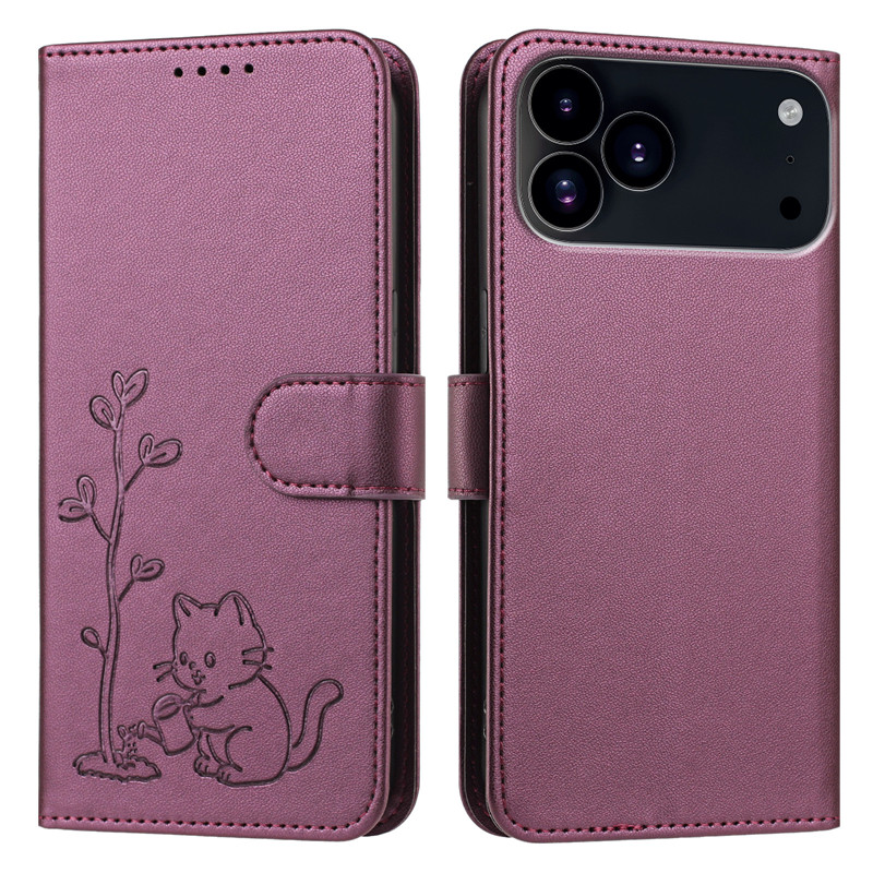 Cats & Trees Pattern Leather P - Leather Wallet Card Holder Phone Cover ulasan dan harga