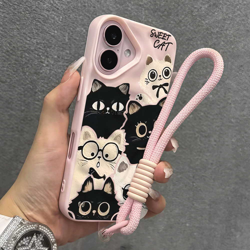 Wrist Strap Phone Case For iPh - Cute Cartoon Wrist Strap Silicone Case ulasan dan harga